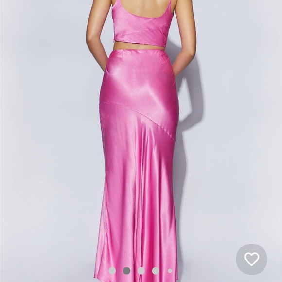 Poppy Satin Maxi Skirt - Pink - Picture 2 of 7